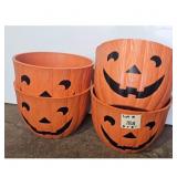 Set of 4 Vintage Plastic Jack-o-Lantern Halloween