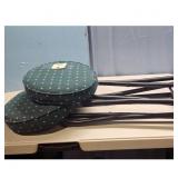 Set of 2 Vintage Folding Stools with Padded Teal S