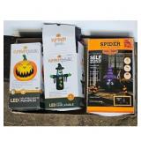 Pumpkin Hollow LED Inflatable Pumpkin & Witch, 4ft