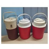 Lot of 3 Coleman Water Coolers Jugs - Red and Brow