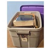Storage Totes with Assorted Paperwork and Notebook