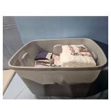 Gray tote with Assorted Towels