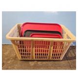 Set of 4 Serving Trays and Laundry Basket