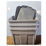 Stackable Gray Storage Totes with Lids Set of 3