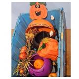 Halloween Decor Lot - Pumpkins, Witch Hat Bucket,