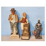 Lot of 3 Vintage Lionstone Whisky Decanter Figures