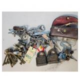 Vintage Lot of Keys, Locks, Bottle Opener, and Eye