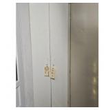 White Metal Storage Cabinet with Contents