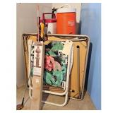Assorted Coolers, Folding Chairs, and Golf Accesso