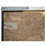 Framed Map of United States & Scenic Mill Picture