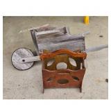 Rustic Wooden Wheelbarrow Planter and Magazine Hol