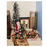 Vintage Christmas Decor Lot: Santa figures, Tree,