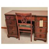 Antique Wooden Desk and Chair Set