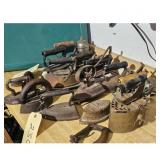 Lot of Vintage Cast Iron Sad Irons and Clothes Iro
