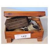 Lot of 4  Watches and Wooden Trinket Box