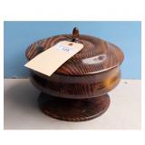 Vintage Wooden Lidded Bowl with Nut crackers