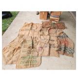 Lot of 5 Vintage Burlap Coffee Sacks - Kelley Bean
