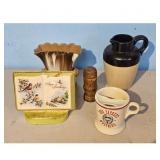 "Your Fathers Mustache" Shaving Mug & Two Ceram