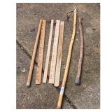 Lot of 2 Vintage Wooden Canes and 4 Yardsticks