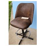 Vintage Brown Faux Leather Bar Stool with Metal Fo