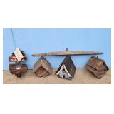 Rustic Wooden Birdhouse hanging from Single Tree a