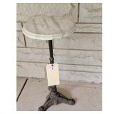 Vintage Marble Top Stool Side Table Cast Iron Base