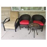 Wicker Patio Set - 2 Chairs, 1 Lounge Chair, 1 Tab