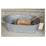 Galvanized Oval Tub with Wood Logs