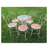 Vintage Wrought Iron Patio Set 1 Table 6 Chairs He