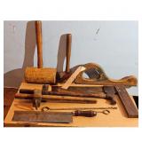 Woodworking Hand Tools Lot - Mallets, Saws, Gauge
