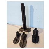 Cast Iron Cobbler Shoe Lasts and Stand Set