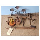 Vintage Lot of 3 Pulley Systems, Candlestick Holde