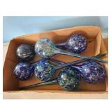 Set of 7 Hand Blown Glass Plant Watering Bulbs