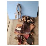Primitive Harness Vise &Leather Scraps and Mallet