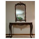 Ornate Console Table and Mirror Set