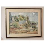 Framed Landscape Artwork with Rural Scene