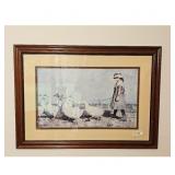 Framed Print of Girl Leading Geese