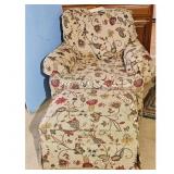 Floral Print Armchair and Ottoman Set