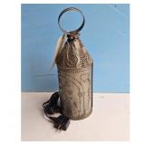 Vintage Tin Punch Lantern Electric Lamp