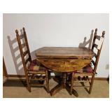 Drop Leaf Dining Table for 2 & 2 Ladder-back Chai