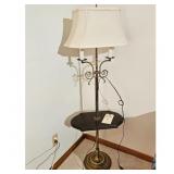Vintage Brass Floor Lamp with Table