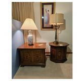 2 End Tables & 2 Table lamps & Framed Art Print