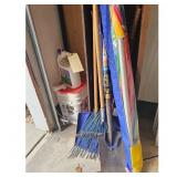 Garden Tools Lot - Shovel, Rake, Watering Can & M
