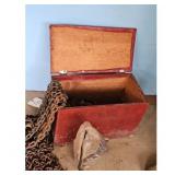 Lot of Heavy Duty Chains & Hardware In wood Box