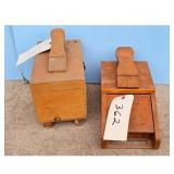 (2) Wooden Shoe Shine Boxes with Handle and Compar