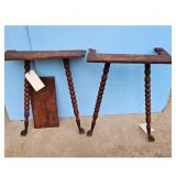 Antique Spindle Leg Side Tables with Claw on Ball