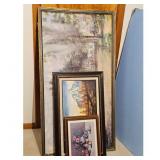 Lot of 3 Framed Art Pieces: Landscape, Mountain Sc