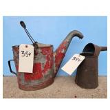Vintage Metal Watering Can and Oil Can Lot