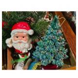 Ceramic Christmas Church /Tree & Santa Claus Figu