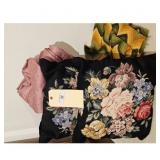2 Floral Needlepoint Pillow & Afaghan